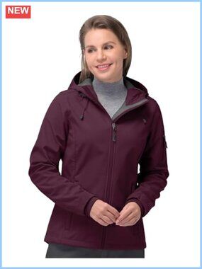 Women's Softshell Jacket Waterproof Hooded Fleece Lined Rain Coat